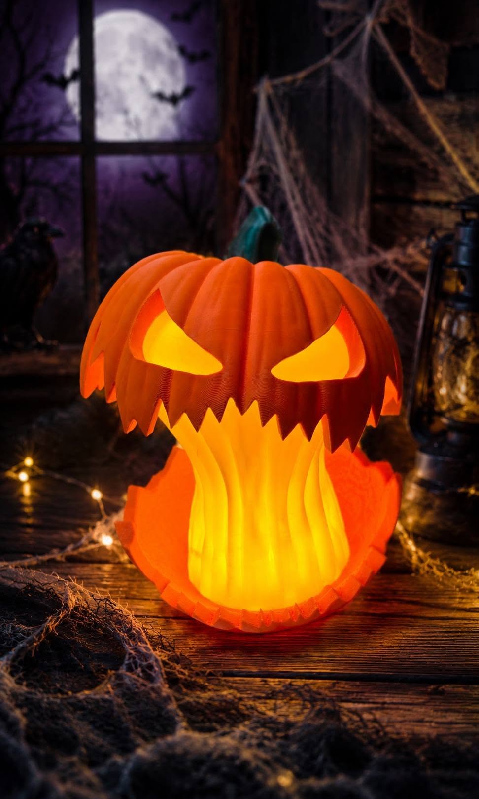Glowing Pumpkin Lamp |Comes With Remote & Puck Light!