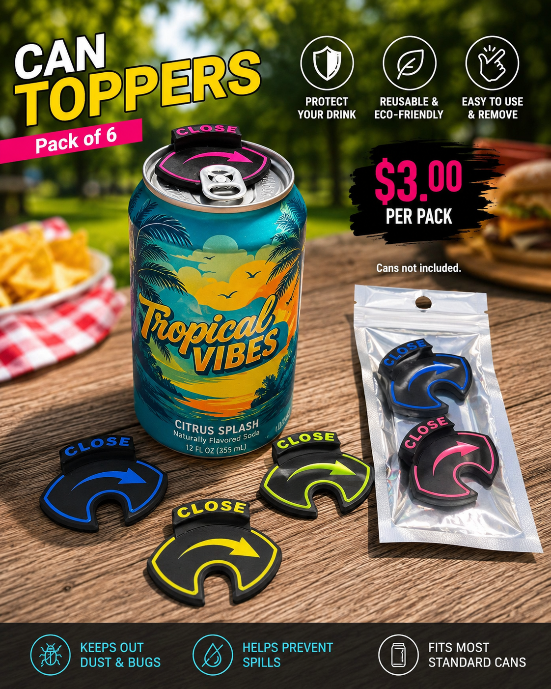 Soda Can Cover, RN² Printing pack of 6 value bundle product display