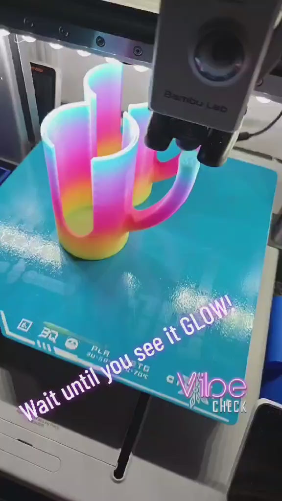 3D Printed Drink Can Holder, UV Reactive Glow Decor
